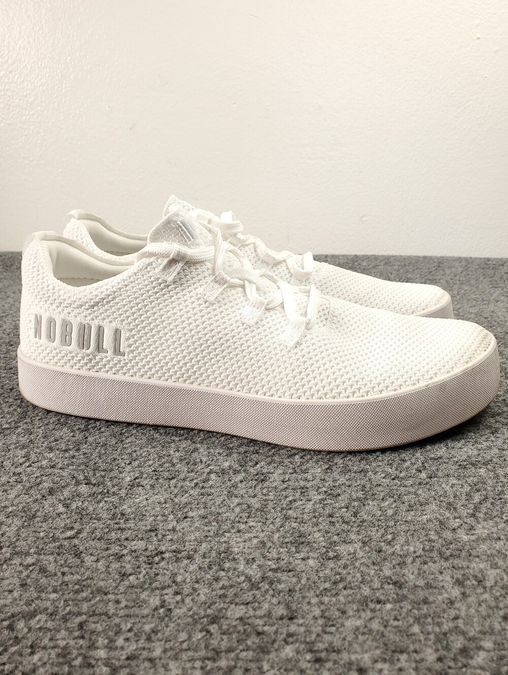 NOBULL Rec Knit Trainer Sneakers Mens 13 All White Lace Up Crossfit Gym
